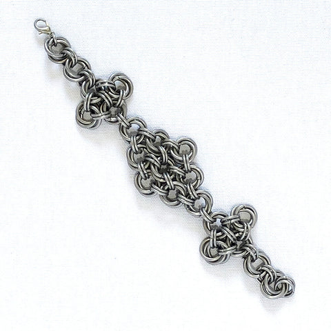 Bracelet — Chainmaille Rosettes — Stainless Steel