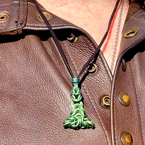 Mjölnir Chainmaille Necklace — Green Titanium Pendant