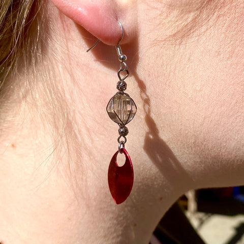 Earrings with Red Scale